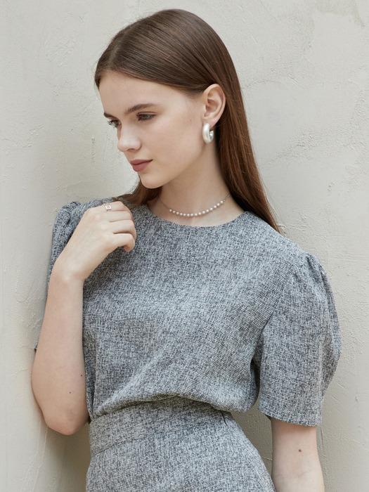 j756 tweed round blouse (black)