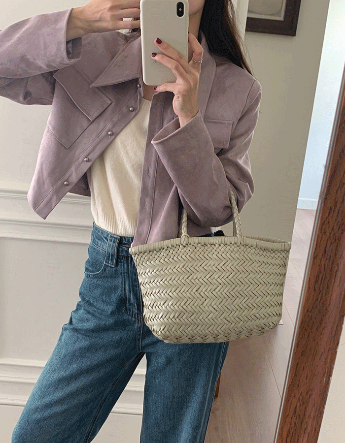 라우브 스웨이드 세미크롭 싱글 자켓 - 3 Color (출근룩/데일리룩)