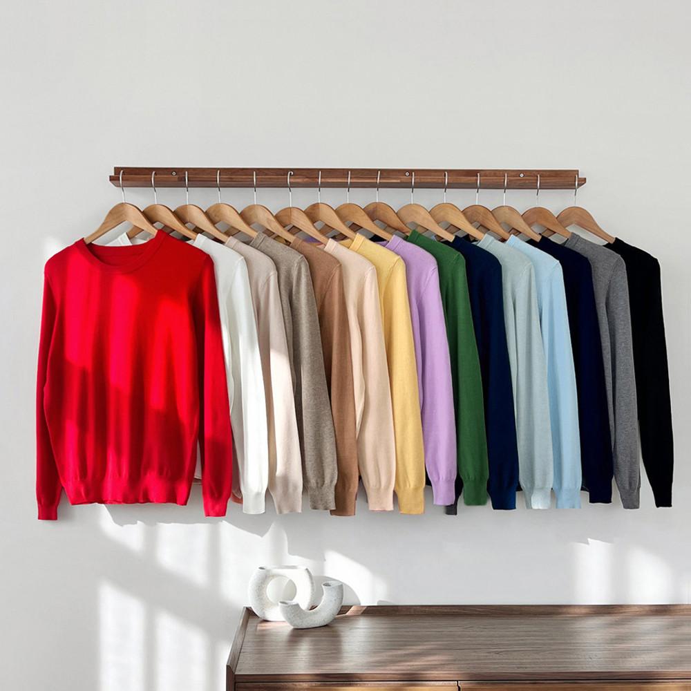 부드러운 루즈핏 기본 울 캐시미어니트 라운드 브이넥니트 가을 겨울 여성니트티