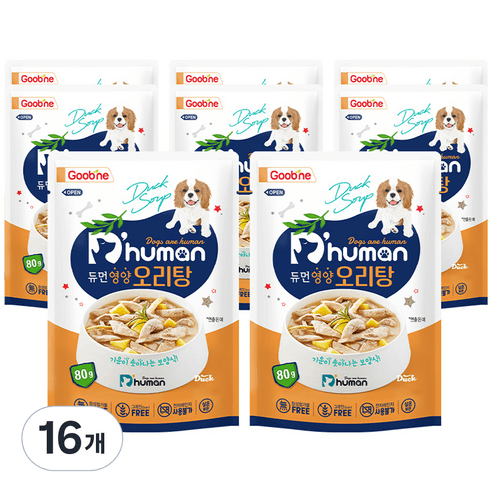 듀먼 강아지 영양 오리탕, 오리탕, 80g, 16개