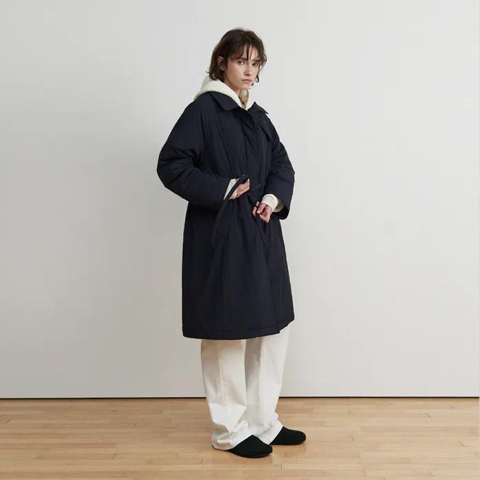 텐더 발마칸 로브 패디드 코트_Deep Navy