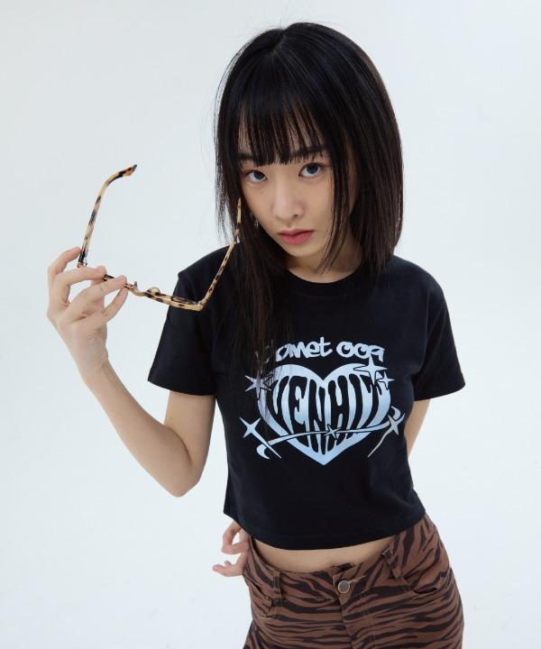 PLANET METALLIC 크롭 반팔티