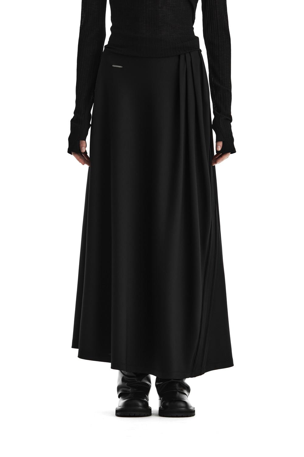 Double-Stripe Track Set-Up Skirt [ Black ]