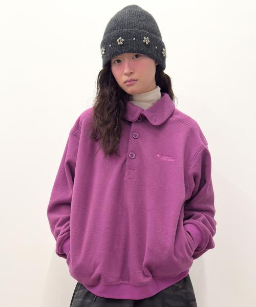 Buttoned Fleece Top [Pink]