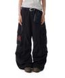 98 Knee Pin-Tuck Contrast Cargo Pants (Black)