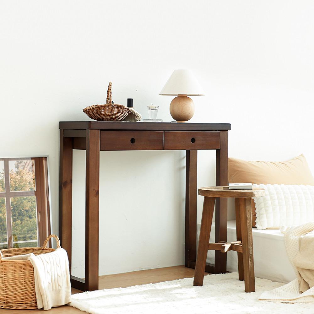 키코 서랍형 소나무 원목콘솔 테이블 화장대 바테이블