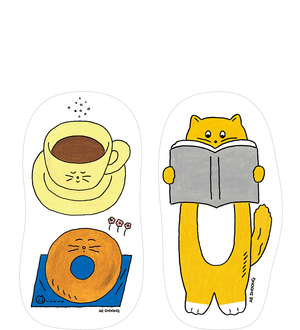 [재입고] [54개의 책갈피] 커피와 도넛 그리고 고양이 · 애슝