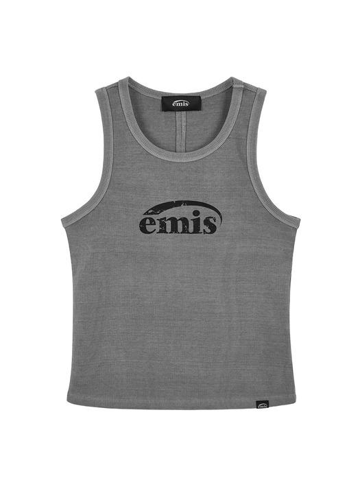 PIGMENT DYED SLEEVELESS RIBBED TOP-GRAY