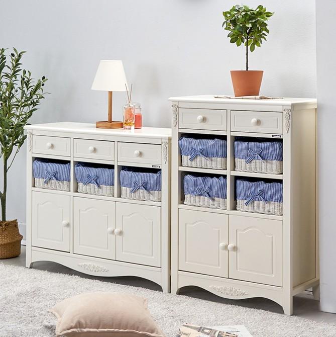 (착불)(익일배송) 로즈라탄서랍장(와이드/하이)(바구니포함)