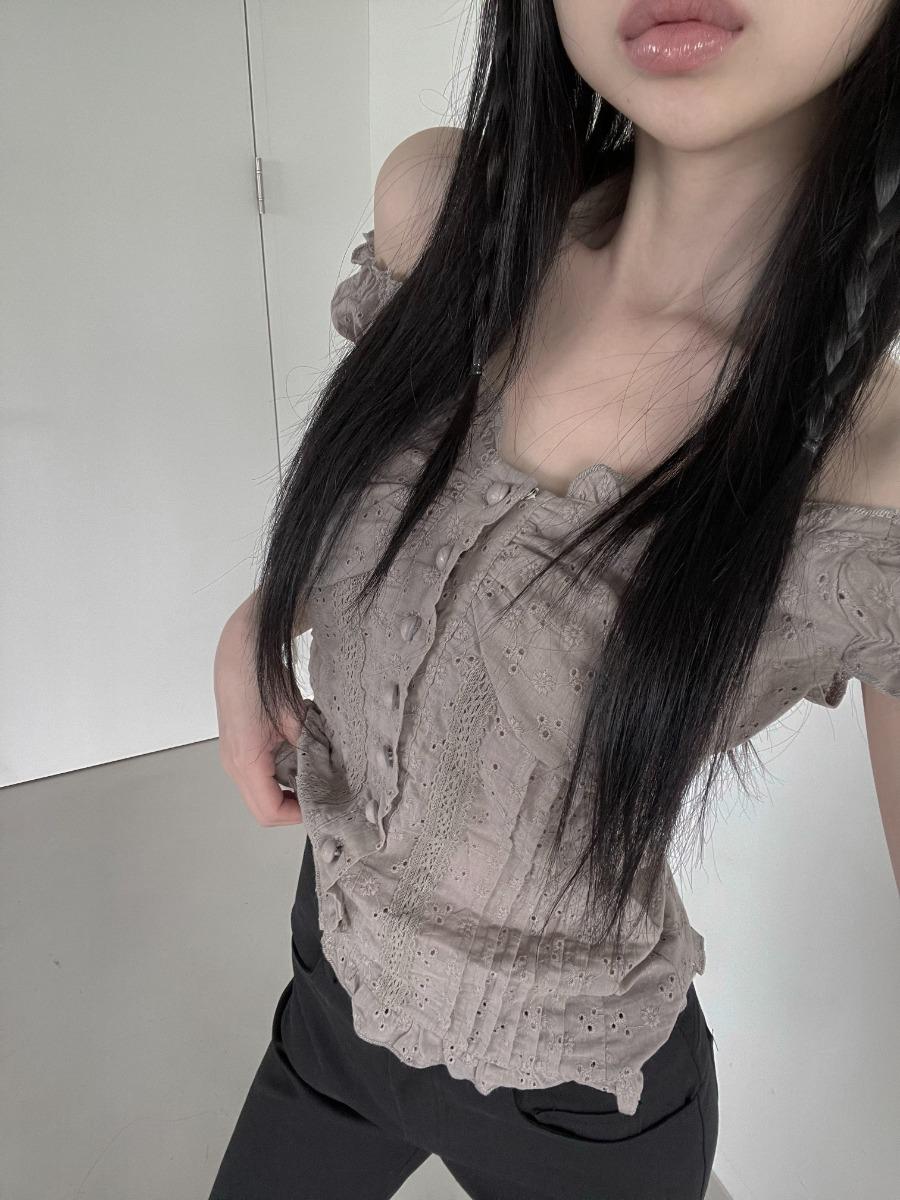 cotton neddle lace top(2 color)