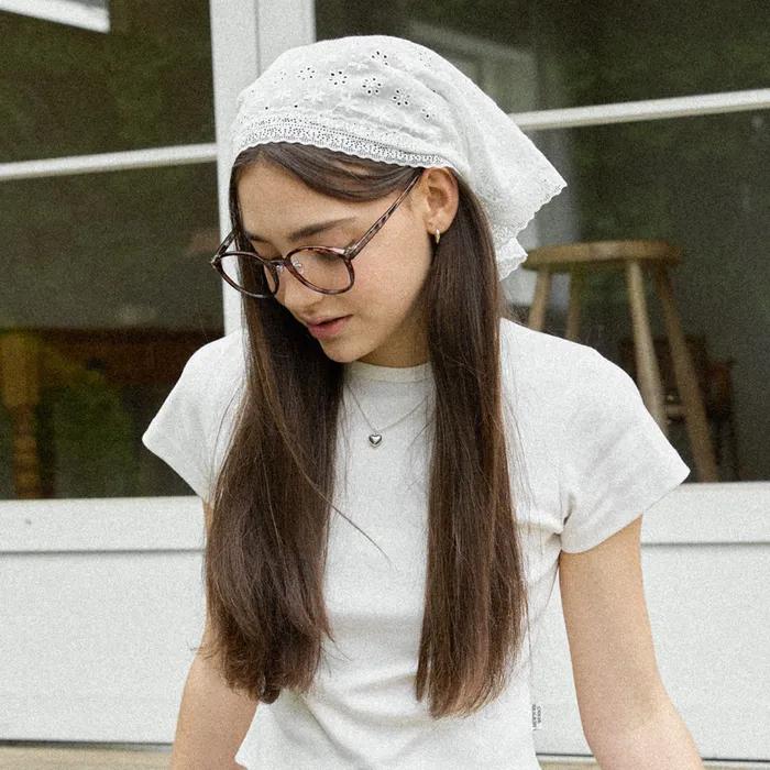 LAYERED HAIR BANDANA_WHITE