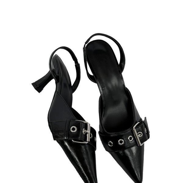 Matilda black belt stiletto heel