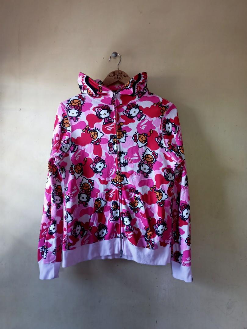 BAPE x Hello Kitty Bape Shark pink camou hoodie