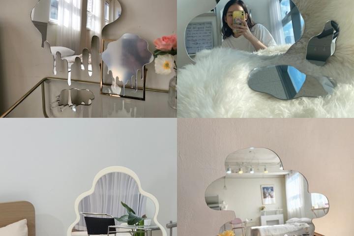 미러데코 비정형거울 벽부착형 물결거울 웨이브거울 조약돌거울 모음전