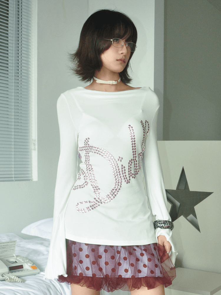 heyDiddle Purple cubic embellished long sleeve