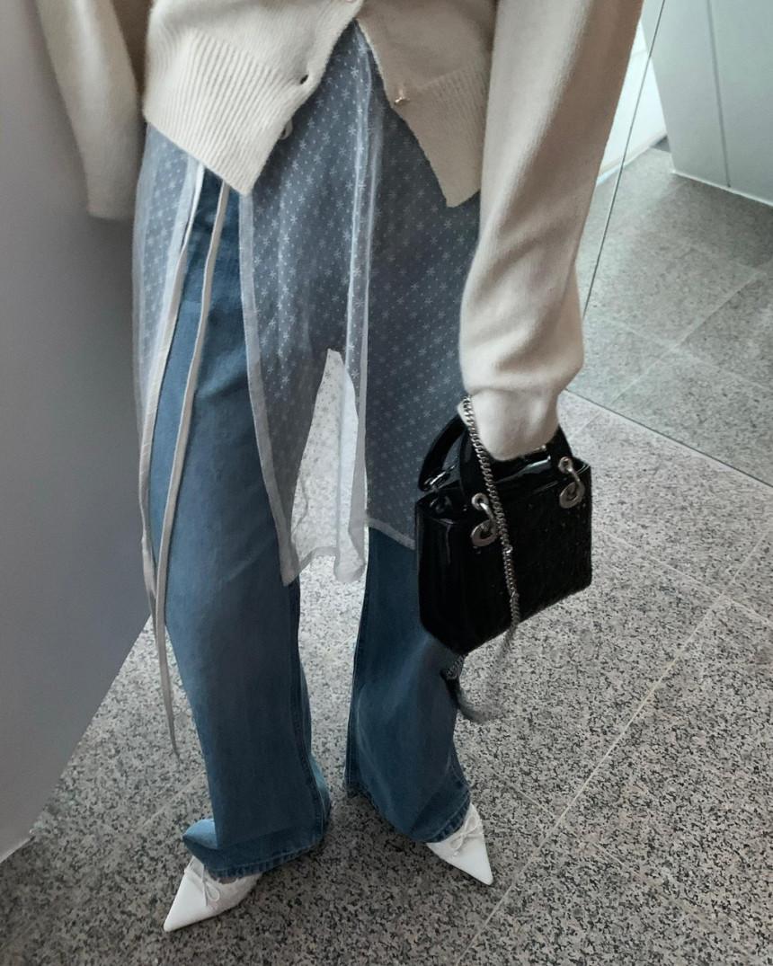 (당일) 시스루 자수 레이어드 스커트