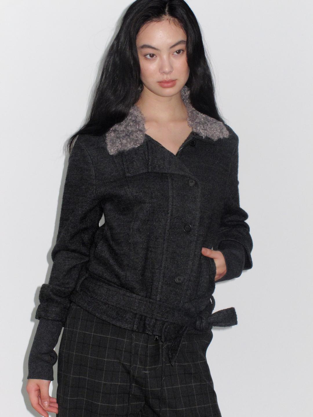 Mito de dar Wool Slim Urban Fur Collar Short Coat