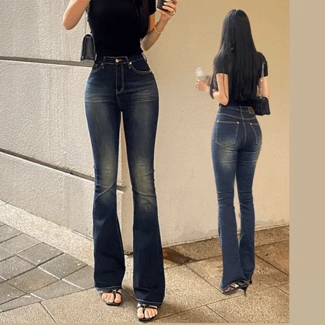 [비율최고] 빈티지워싱 세미 와이드 부츠컷 하이웨스트 팬츠