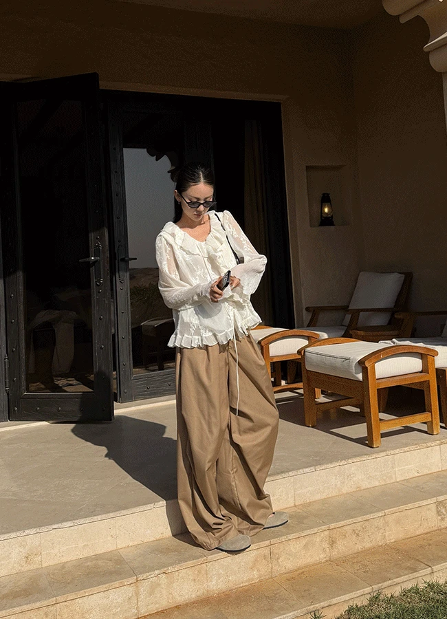 Parol pin tuck wide pants (3color)