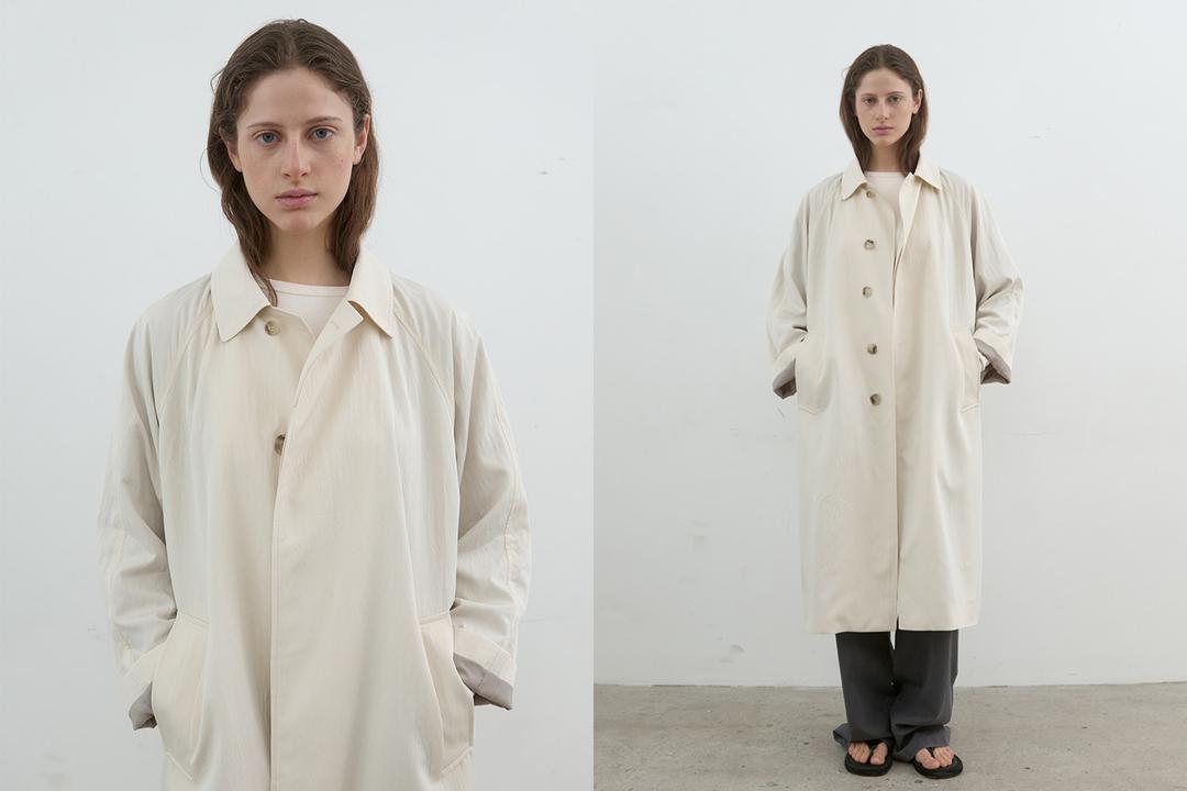 Hidden button trench coat (ivory)