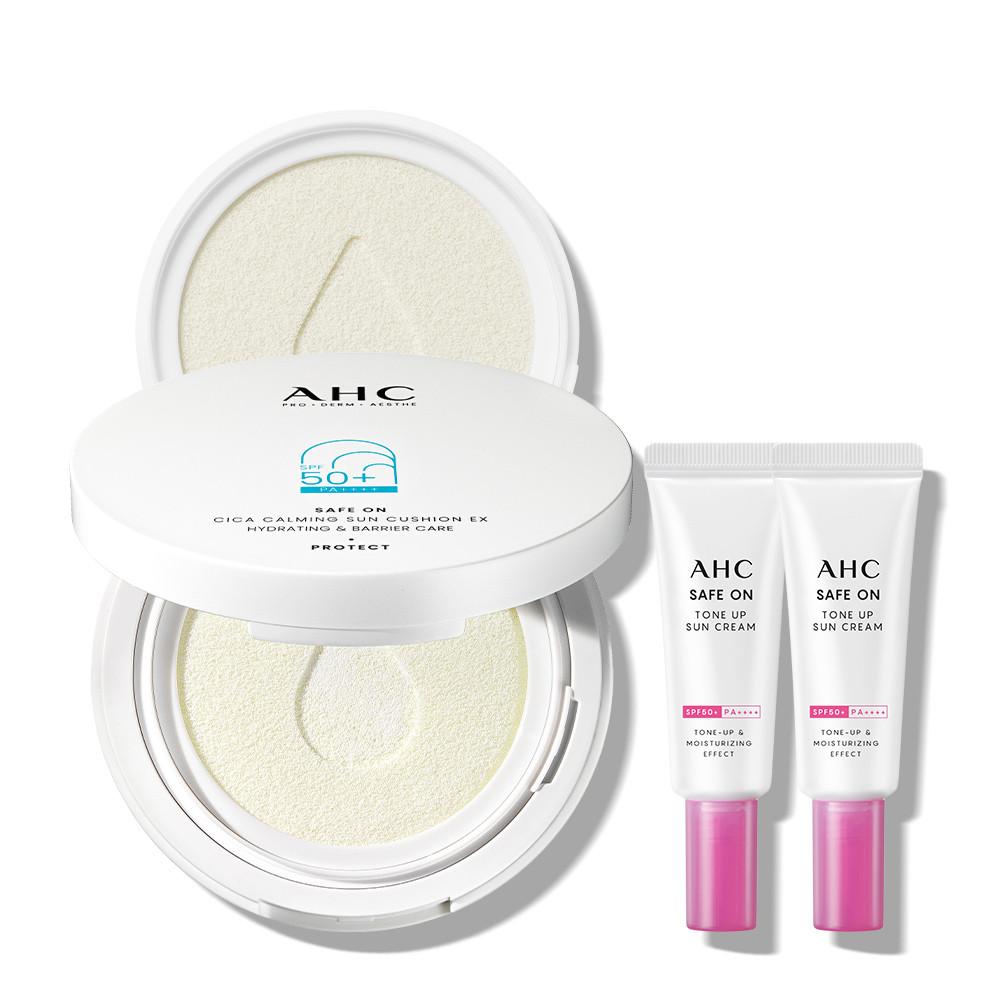 AHC 세이프온 시카카밍 선쿠션 본품 25g+리필 25g+톤업선크림 20ml 2개(SPF50+/PA++++)