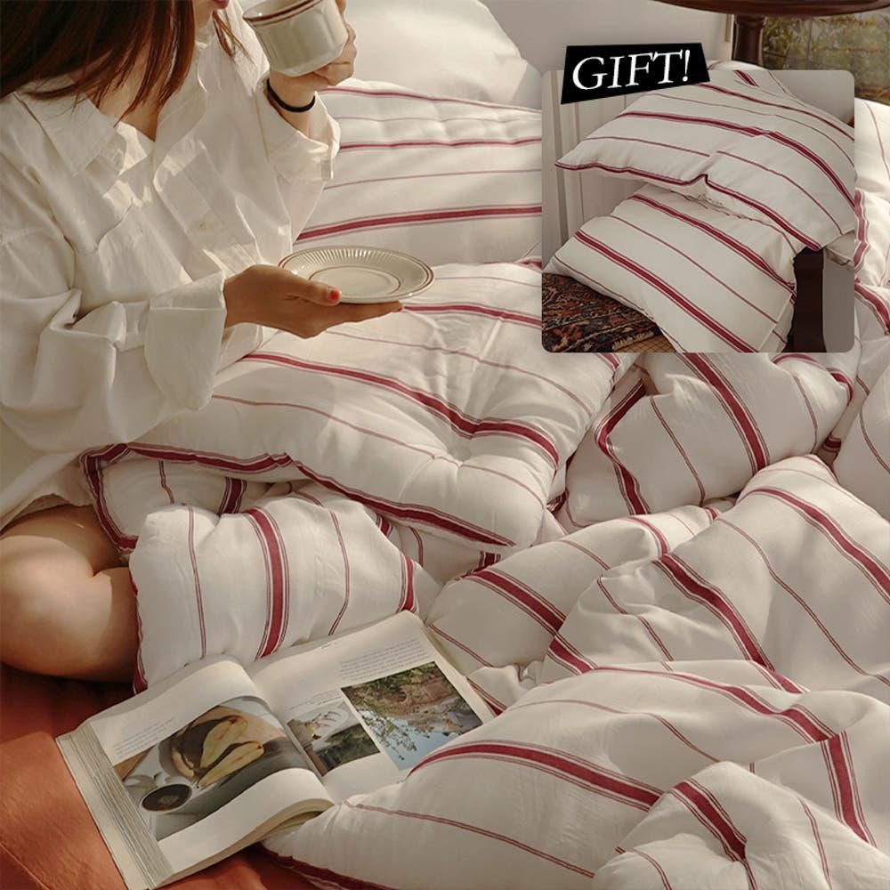 [단독]차르르 클래식 프리미엄 렌징 모달 100% 알러지케어 스트라이프 모달 차렵이불 S + 베개커버증정