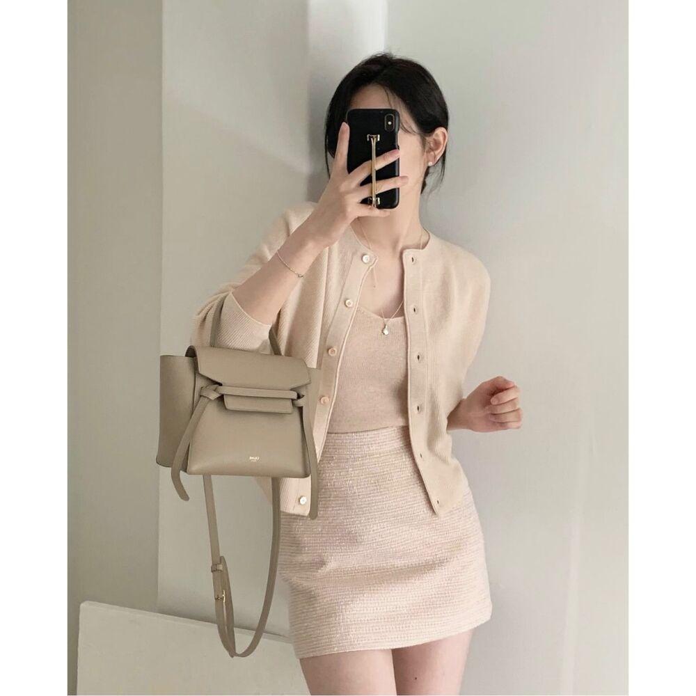 다트 트위드 미니 스커트