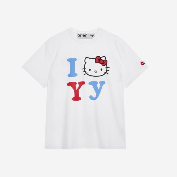 [정품] 오픈 Yy x 헬로 키티 티셔츠 화이트 와이와이 OPEN YY Hello Kitty T-Shirt 464894