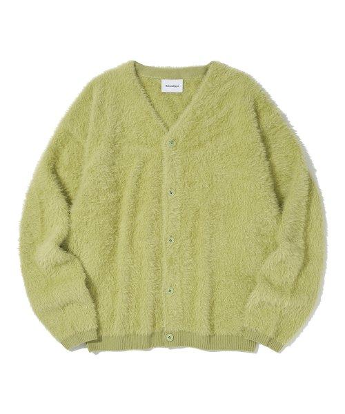 헤어리 니트 가디건_라임_KN135