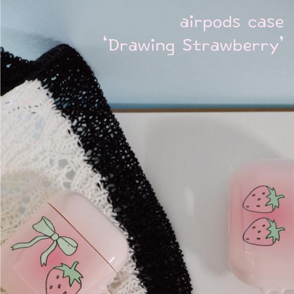 Drawing Strawberry pink airpods case