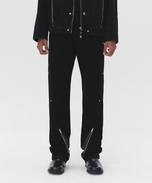 TWISTED ZIPPER BOX PANTS BLACK/KHAKI