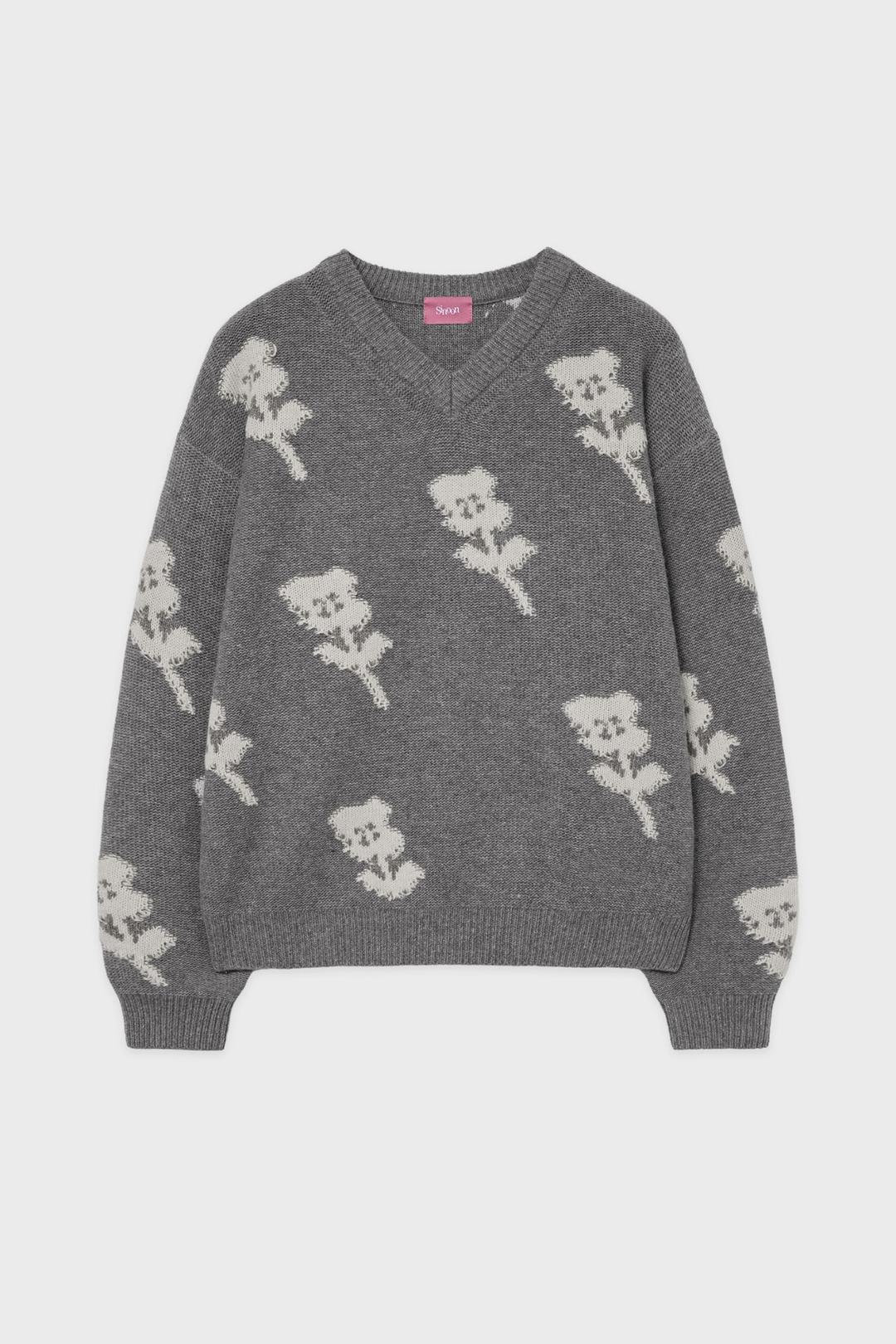 SN Flower Loose Fit Knit (Grey)