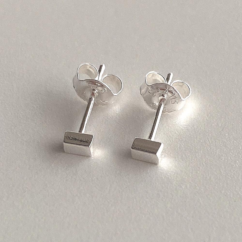 925실버 미니 사각 버터 귀걸이