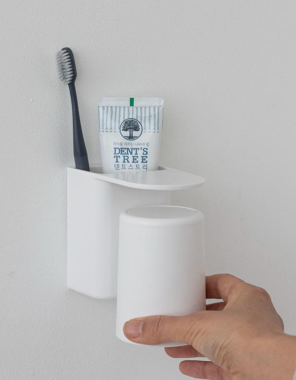 붙이는 자석 양치컵 & 칫솔 홀더