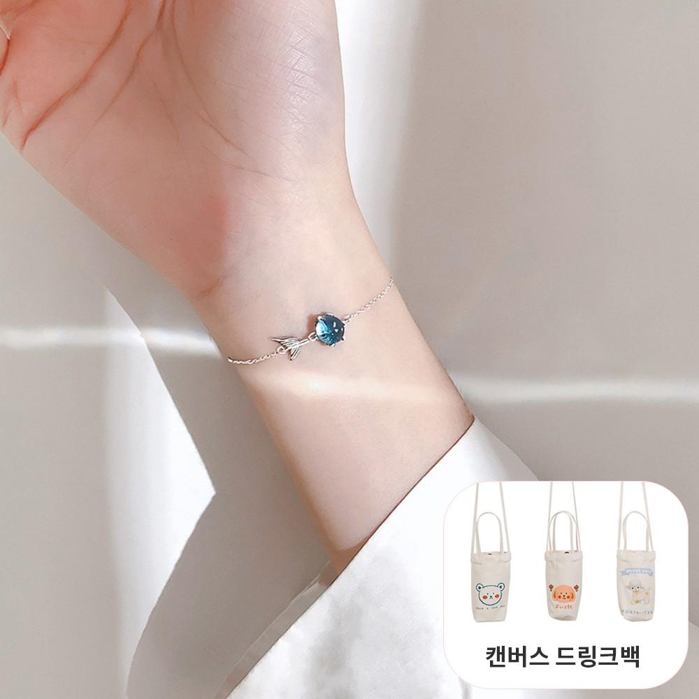 [핑크선물포장/행운] " 고래는 지구의 환경지킴이, 지구를 살리자!" 팔찌+캔버스드링크백