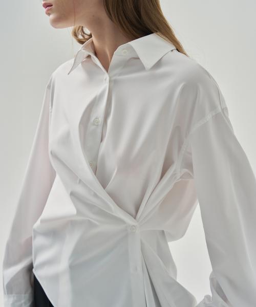 링클프리 사이드 버튼 랩 셔츠 [WHITE]