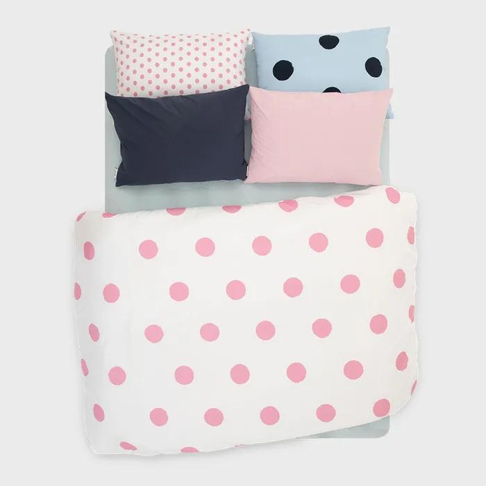 레이어로그#7 퍼프리 화이트/핑크 도트& 60수 스카이 민트 이불 커버/차렵이불