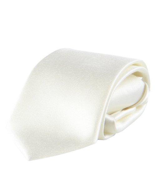 아이보리 사틴 솔리드 자동 넥타이