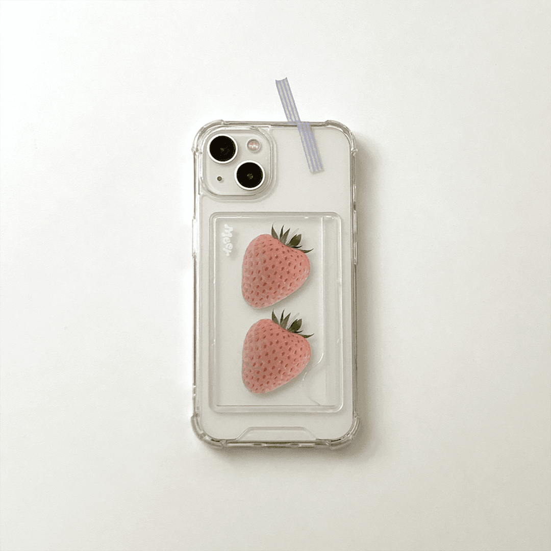 strawberry card pocket case