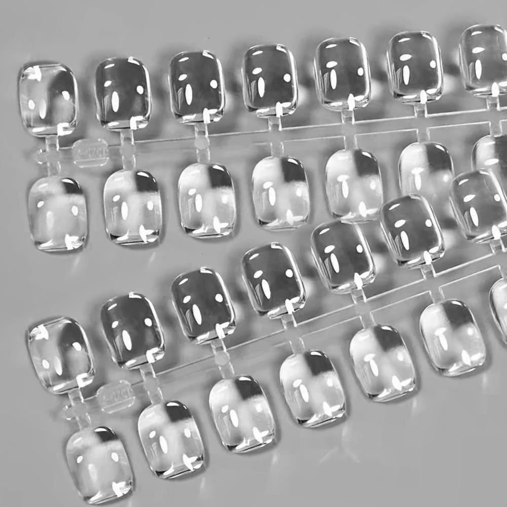 네일 컬러차트 투명 유리알 48개입 둥근사각 팁