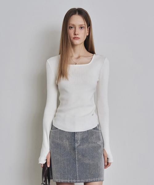 [우먼] 슬림 스퀘어넥 골지 니트 6 COLOR COWKT005