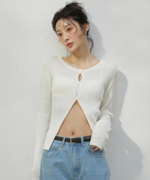 소프트 골지 니트 가디건 아이보리