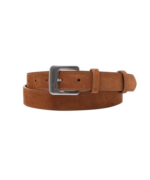 Velv Suede Leather Square Frame Belt (Dark Beige)