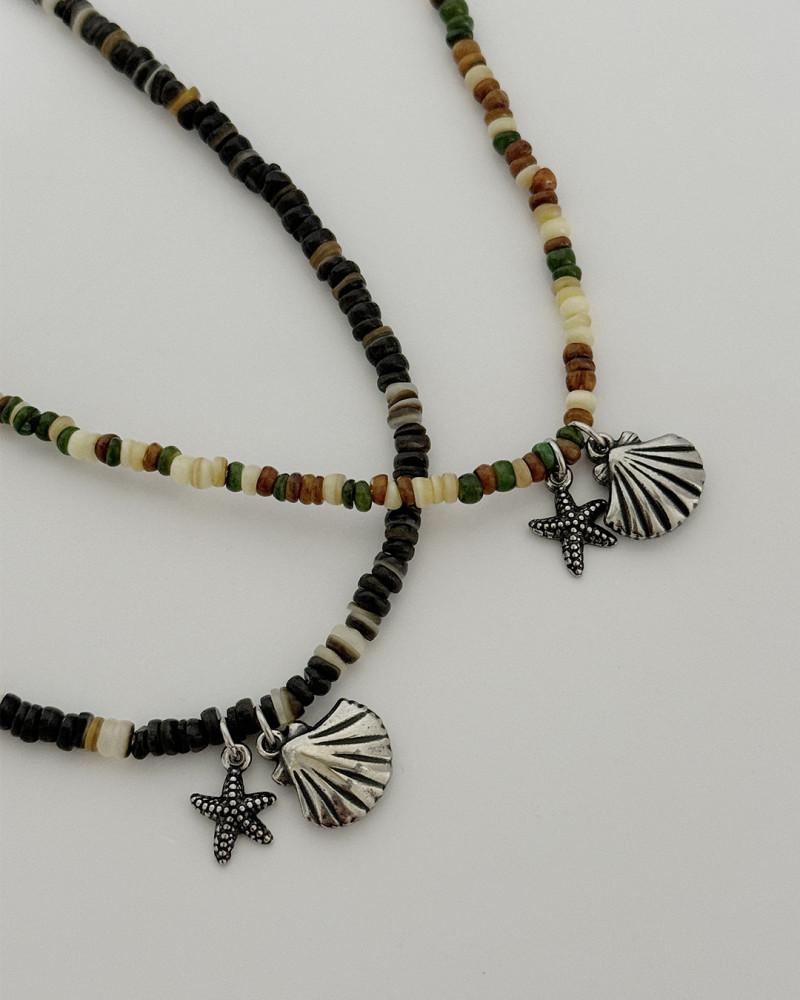 빈티지 조개 불가사리 원석 초커 목걸이 (2color)