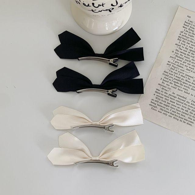 국산 옆머리 포인트 벨벳 공단 새틴 리본 헤어집게핀 3col