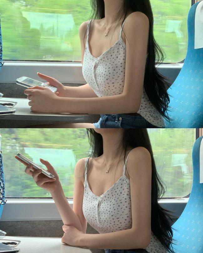 [당일출고][MADE/부유방커버!]오사카 플라워 버튼 레이어드 나시