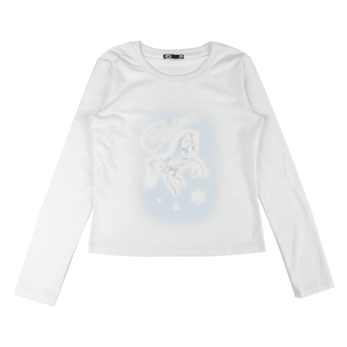 [ERTR X 니들]Cosmic Horse L/S T-shirt Small Fit (white)