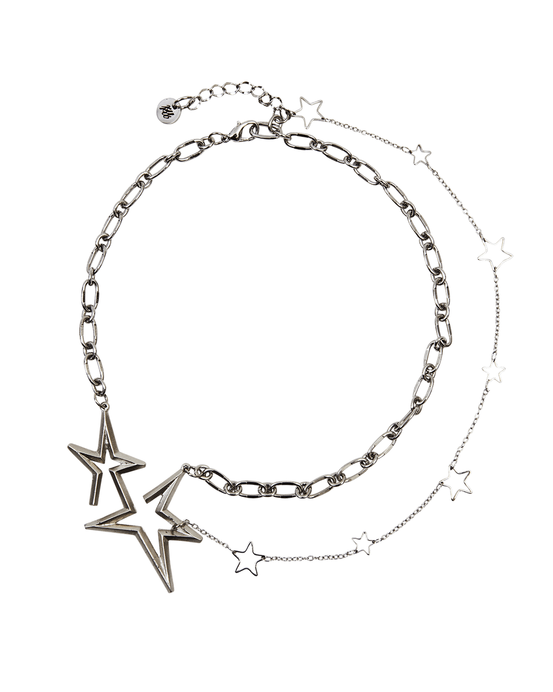 DOUBLE STAR NECKLACE SILVER