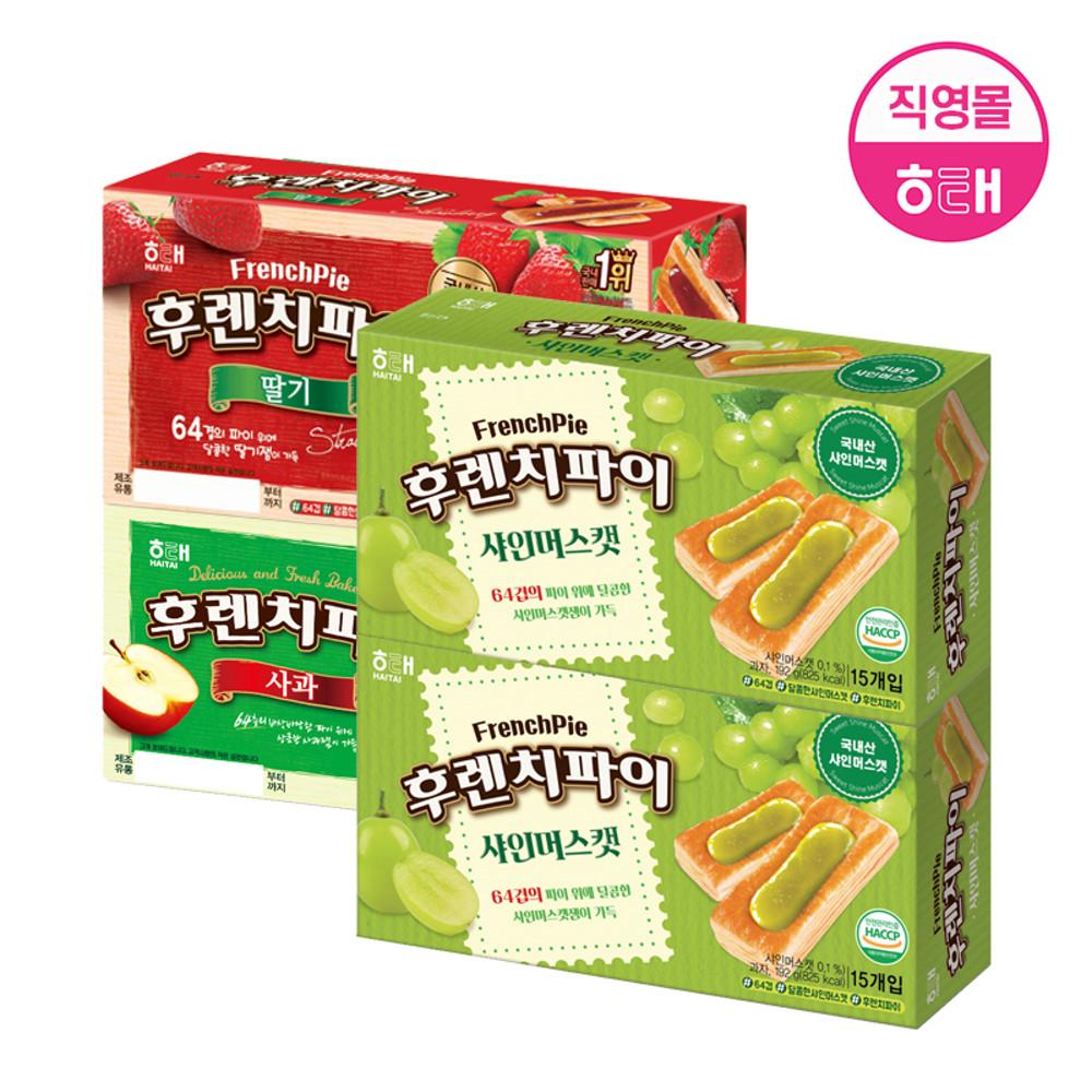 해태 후렌치파이 15입 x 4개 딸기 사과 샤인머스켓