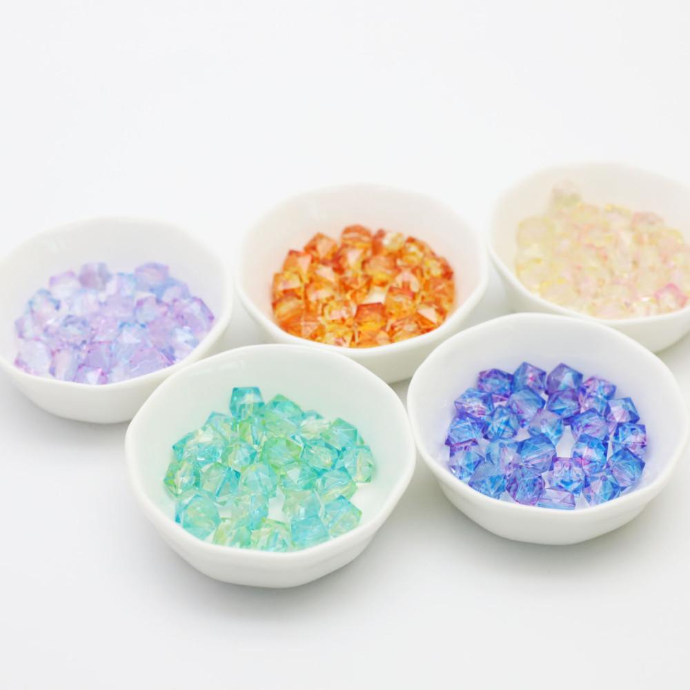 도매 투명 프리즘 컬러 다각 비즈 250g (8mm,10mm) 투톤 키링 팔찌 부자재